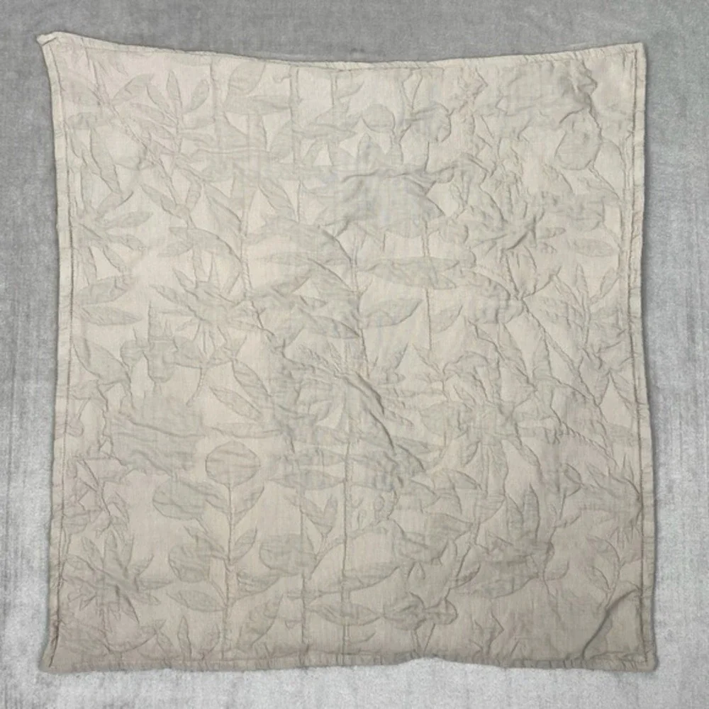 West Elm Euro Sham Handstitched Quilted  26in‎ x26in Gray 100% Cotton